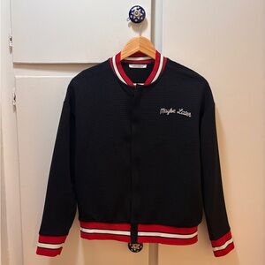 Zara Black Bomber Jacket with Red, White & Navy Trim